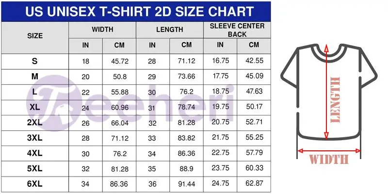 t-shirt sizechart teeheri store